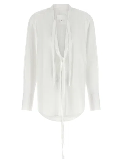 Maison Margiela Tie-detailed Cotton Blouse In White