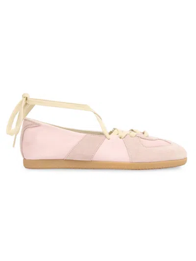 Maison Margiela Replica Lambskin And Suede Ballet Flats In Pink