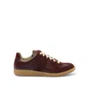 Maison Margiela Replica Low Top Sneakers In Suede And Leather In Deep Red