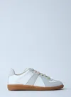 Maison Margiela Women Replica Low-top Leather Sneakers With Suede Inserts In White