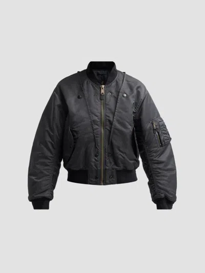 Maison Margiela Women's Reversible Nylon Twill Bomber Jacket In Black