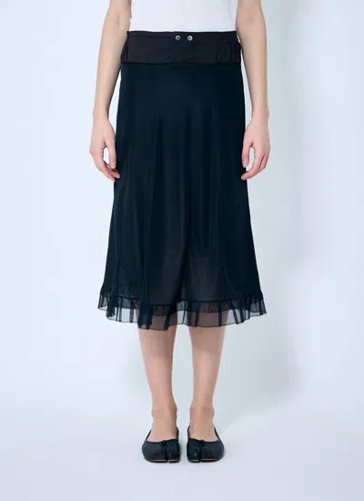 Maison Margiela Women Satin Midi Skirt In Black