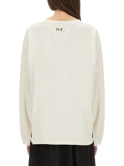Maison Margiela Women Shirt With Printed Logo In Neutral
