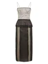 Maison Margiela Multicolor Silk Midi Dress In Grey