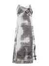 Maison Margiela Lace Trim Abstract-print Midi Slip Dress In Grey