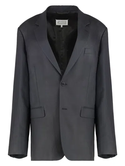 Maison Margiela Black Mohair Blend Oversize Blazer In Gray