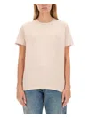 Maison Margiela T-shirt With Embroidered Logo In Beige