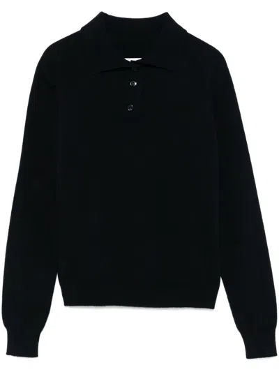 Maison Margiela Wool Polo Shirt In Black