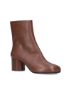 Maison Margiela Block Heel Leather Ankle Boots In Brown
