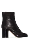 Maison Margiela Block Heel Leather Round Toe Boots In Black