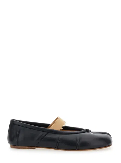 Maison Margiela Women Tabi Ballerina Flat Elastic Band In Black