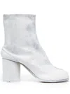 Maison Margiela Tabi Ankle Boots In White Aged Effect Leather