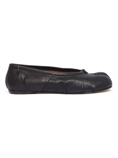 Maison Margiela Tabi New Leather Ballerina Shoes In Black