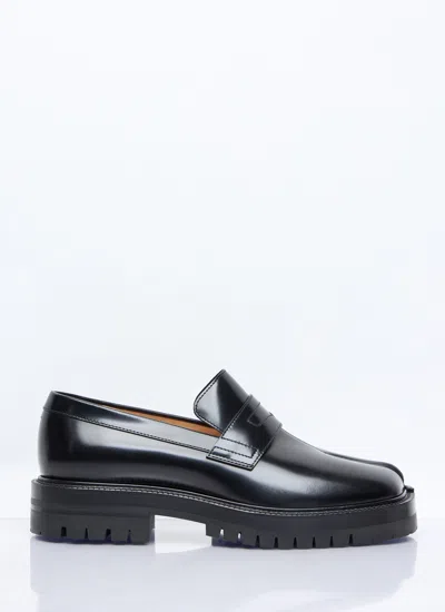 Maison Margiela Tabi Leather Loafers In Black