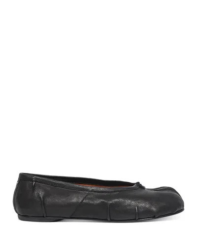 Maison Margiela Tabi Leather Split-toe Ballerina Flats In Black