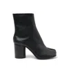 Maison Margiela Block Heel Leather Round Toe Boots In Black