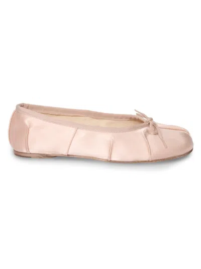 Maison Margiela Pink Ballet Shoes With Tabi Pointed Toe And Knot Detail On Front In Cotton Blend Woman