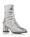 Maison Margiela Tabi Split-toe Crinkled Metallic Patent-leather Ankle Boots In Silver