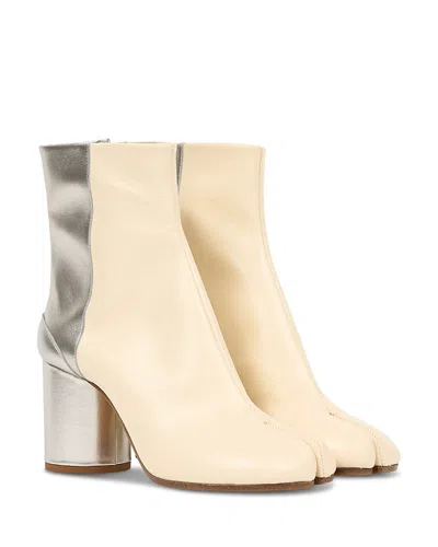 Maison Margiela Women's Tabi Toe Metallic Leather Ankle Boots In Neutral