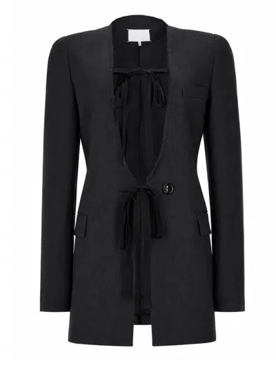 Maison Margiela Women's Tailored Tie-front Blazer In Black