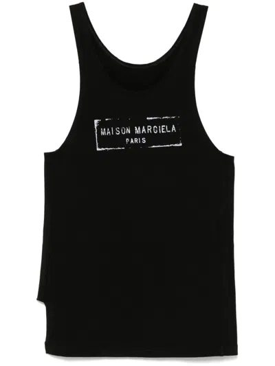 Maison Margiela Sleeveless Cotton Jersey Top In Black