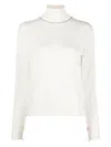 Maison Margiela White High Neck Sweater With Contrasting Stitching In Wool Woman In White