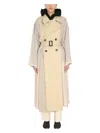 Maison Margiela Two-material Trench In Beige
