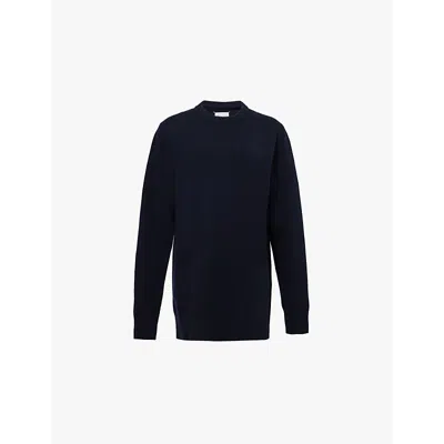 Maison Margiela Womens Vy Brushed-texture Relaxed-fit Wool Jumper In Navy