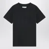 Maison Margiela Washed Black T-shirt With Embroidered Logo In Black