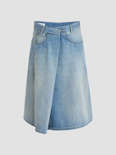 Maison Margiela Women's Wrap A-line Denim Midi Skirt In Old Blue