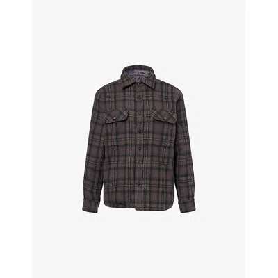 Maison Margiela Womens Anthracite Brown Check Check-print Regular-fit Wool Shirt