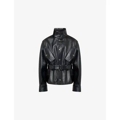 MAISON MARGIELA WOMENS BLACK BELTED REGULAR-FIT COATED-COTTON JACKET