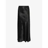 Maison Margiela Womens Black Crinkled-texture Regular-fit Woven Midi Skirt