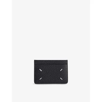 Maison Margiela Womens Black Four-stitch Slim Leather Card Holder
