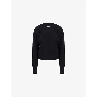 MAISON MARGIELA WOMENS BLACK ROUND-NECK REGULAR-FIT WOOL JUMPER
