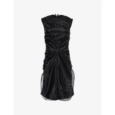 Maison Margiela Womens  Sleeveless Gathered Organza Midi Dress In Black