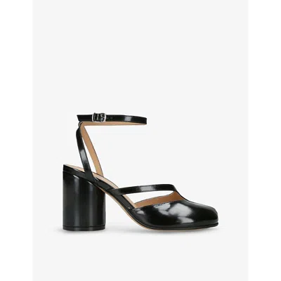 Maison Margiela Womens Tabi Split-toe Heeled Leather Courts Blac In Black
