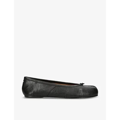 MAISON MARGIELA WOMENS BLACK TABI SPLIT-TOE LEATHER BALLET FLATS EUR 41 / 8 UK