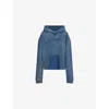Maison Margiela Womens Blue Dropped-shoulders Relaxed-fit Cotton-jersey Hoody In Blue