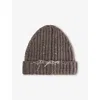 Maison Margiela Womens Brown Signature-stitch Ribbed Wool-blend Beanie Hat