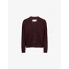 Maison Margiela Womens Burgundy Dark Brown Bouclé V-neck Wool-blend Cardigan