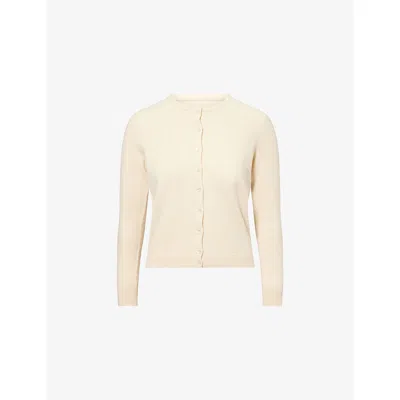 Maison Margiela Womens Butter Round-neck Regular-fit Wool Cardigan Xs In Yellow