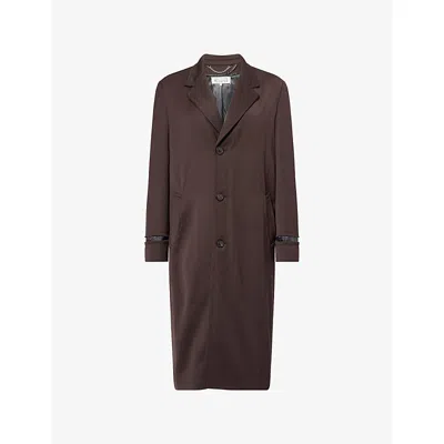MAISON MARGIELA WOMENS DARK BROWN RELAXED-FIT NOTCH-LAPELS WOOL COAT