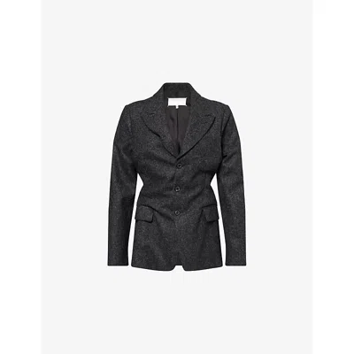 Maison Margiela Womens  Shrunken Peak-lapel Wool Blazer In Gray