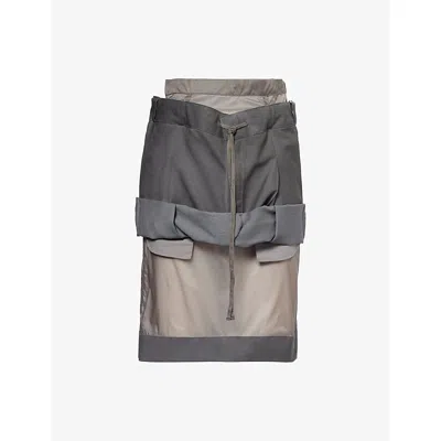 Maison Margiela Womens Dark Taupe/mud Folded Drawstring Wool-blend Mini Skirt