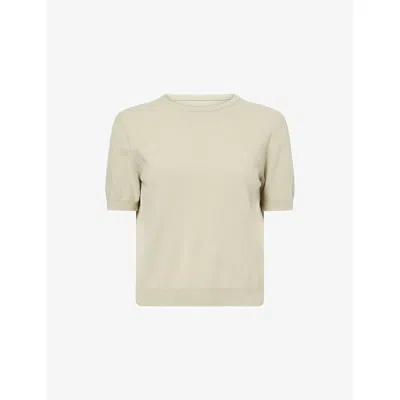 Maison Margiela Womens Green Crewneck Short-sleeve Virgin-wool Jumper Xs In Neutral