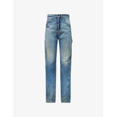 Maison Margiela Womens Light Blue Indigo Patch-pocket Straight-leg Denim Jeans