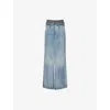 Maison Margiela Light Blue Long Skirt With Front Slit And Five Pocket Design In Denim Woman In Light Blue