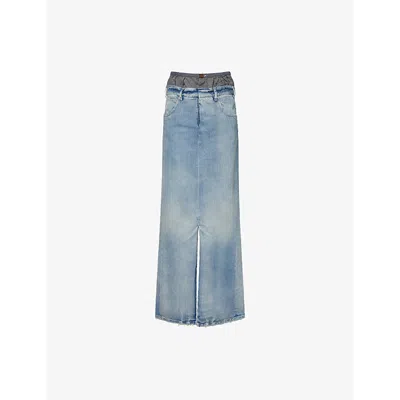 Maison Margiela Anonimity Of The Lining Long Denim Skirt In Blue