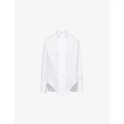 Maison Margiela Womens White Asymmetric Long-sleeves Cotton-poplin Shirt